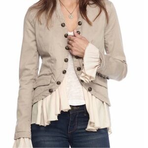 Free People Ruffled Military Blazer Size L